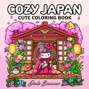 Cozy Japan: Cute Coloring Book for Adults and Teens with Charming Characters and Delightful Japanese Scenes for Relaxation