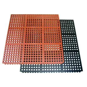 Rubber-Cal "Dura-Chef Interlock" Anti-Fatigue Mat - 5/8 in x 3 ft x 3 ft - Rubber Floor Mat