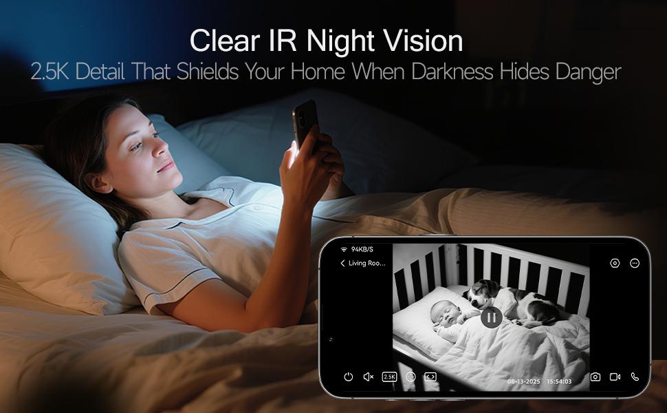 CINMOORE 2.5K Pet/Baby Indoor Security Camera, No Subscription, Person & Pet Detection, PTZ WiFi Baby & Pet Monitor, Full Duplex Two-Way Audio, Color Night Vision, SD Card Local Storage