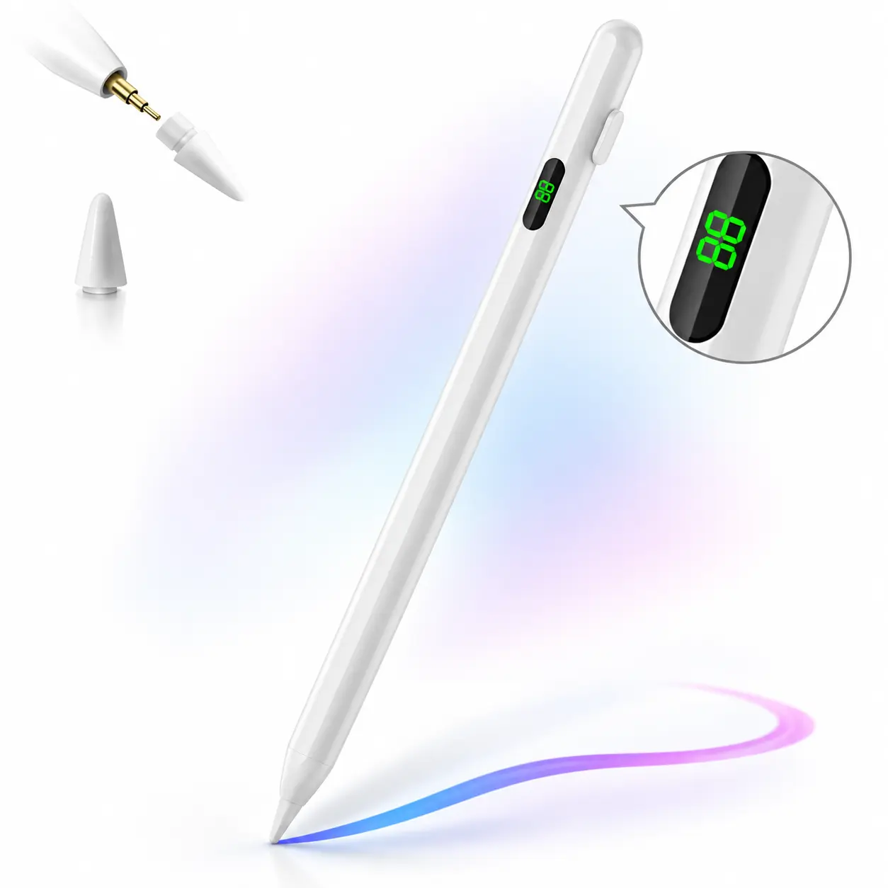 Bluetooth Stylus Pen for iPad & Android Tablets, Digital Pencil with Palm Rejection, Tilt Sensitivity and Shortcut Control Button, Compatible with iPad 6th–10th Gen, Pro 11/12.9-Inch, Air 3/4/5, Mini 5/6/7, for Drawing, Writing and Note-Taking