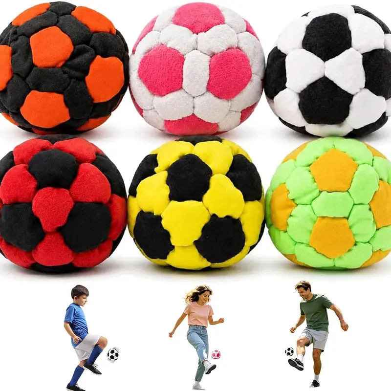 Unisex Handmade Plush Fabric Soccer Hackysack Footbags - Soft, Durable, Compact, Deformation-Resistant Juggling Balls for All Ages Foot Coordination Training, Great Control & Coordination, Friends Gatherings