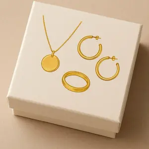 Luz Dorada Collection - Gold-Tone Hoop Earrings & Pendant Necklace Set for Women