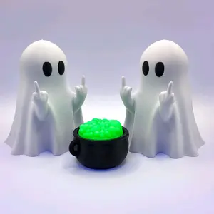 Middle Finger Ghost, Funny Middle Finger Spooky Statue, Halloween Miniature Ghost Figurines, Ghost Statue for Halloween Table Shelf Office Desktop Home Decoration