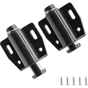 2 Pack Cabinet  Touch Latch, Push to Open Catches  Push Release Latches Hardware for Kitchen Cabinet Drawer Cupboard Closet Door (Black)