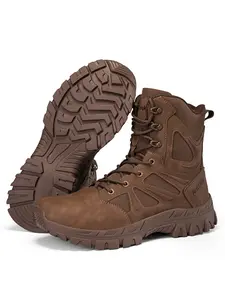 Men's High-Top Tactical Boots, Outdoor Hiking Shoes, Reinforced Impact Resistant Toe, Ankle Support, Non-Slip Sole, Waterproof Upper, Lightweight