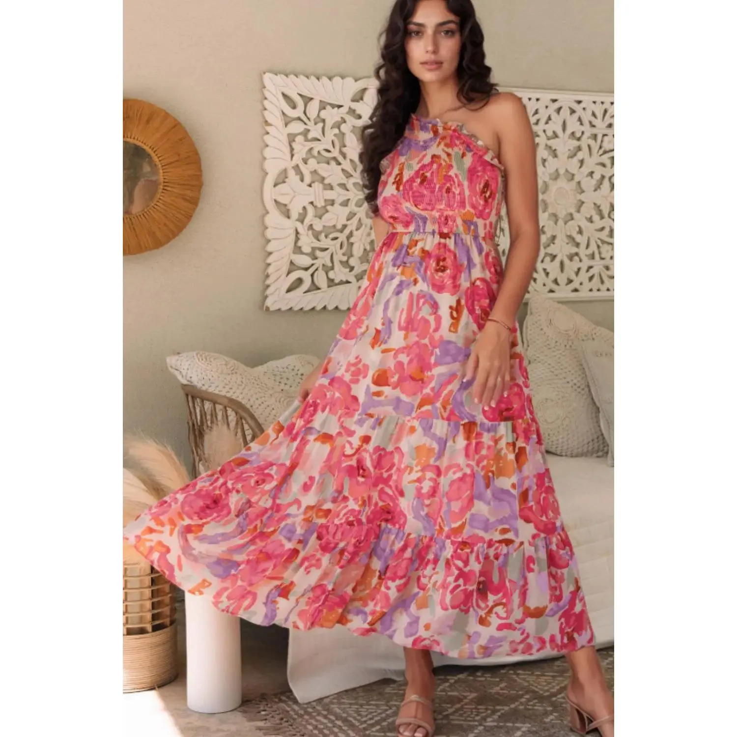 Floral One Shoulder Maxi Dress