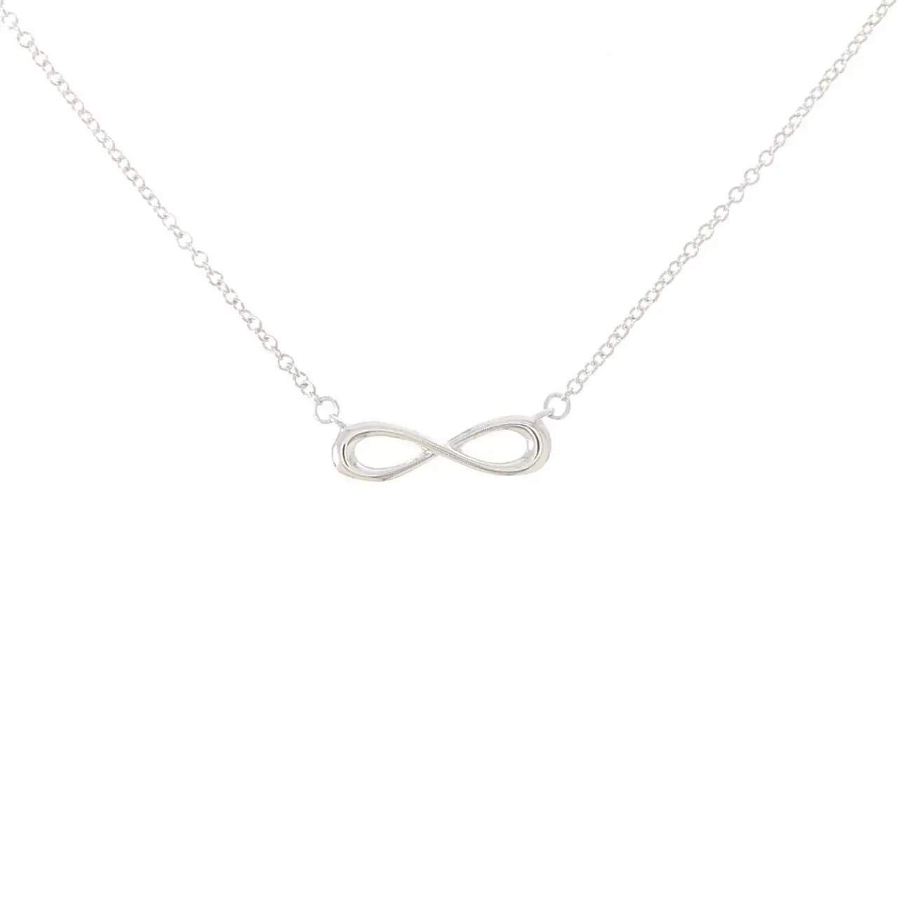 Pre-owned Tiffany & Co. Sterling Silver 925 (Ag925) Small Leather Goods Tiffany Infinity 925 Silver Necklace