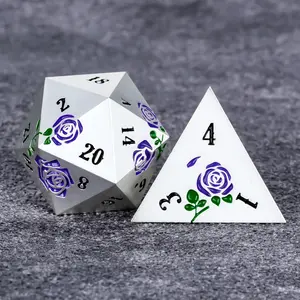 Valentine's Day DND Dice Gift Rose Metal Dice Set with Elegant Rose Design Durable Metal Construction for Dungeons & Dragons Players D4 to D20 Premium Zinc Alloy