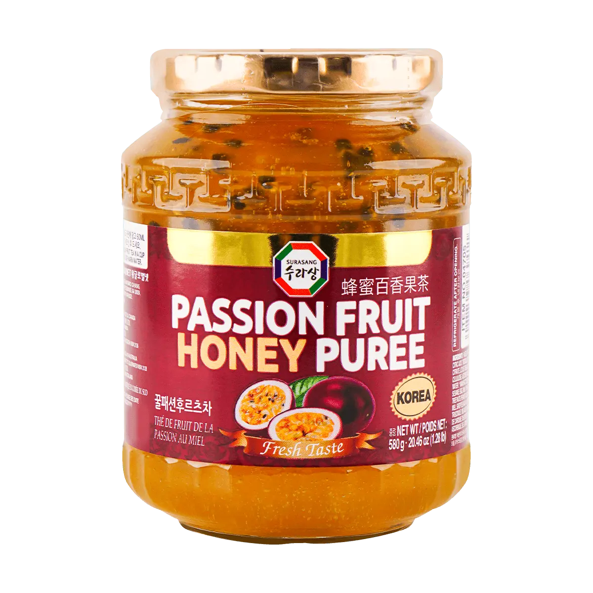 SURASANG Korean Honey Passion Fruit Jam 580g - DIY Refreshing Tea, Yogurt Bowl, Baking Sweetener