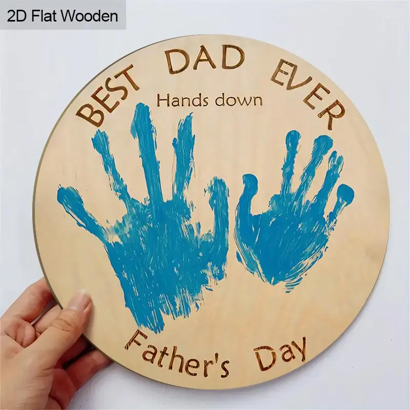 Wooden Gift, DIY Handprint Pattern Ornament, Novelty Desk Signage Decoration, Home Decor for Living Room Bedroom, Indoor Home Decoration, Home Decor Products, Gift for Dad