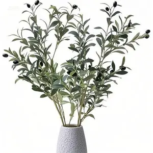 Faux Olive Greenery Stems with 222 Leaves for Vase, Artificial Olive Branches Home Decor Indoor, Realistic Fake Plants, 2PCS Set, Durable and Lifelike Foliage for Table Centerpieces