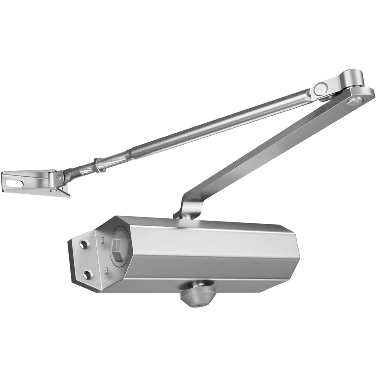 Ougourim Door Closers Commercial Heavy Duty Automatic Door Closer Residential Grade 3 Spring Hydraulic Door Closer, 6.88" x 1.5" Small, Silver