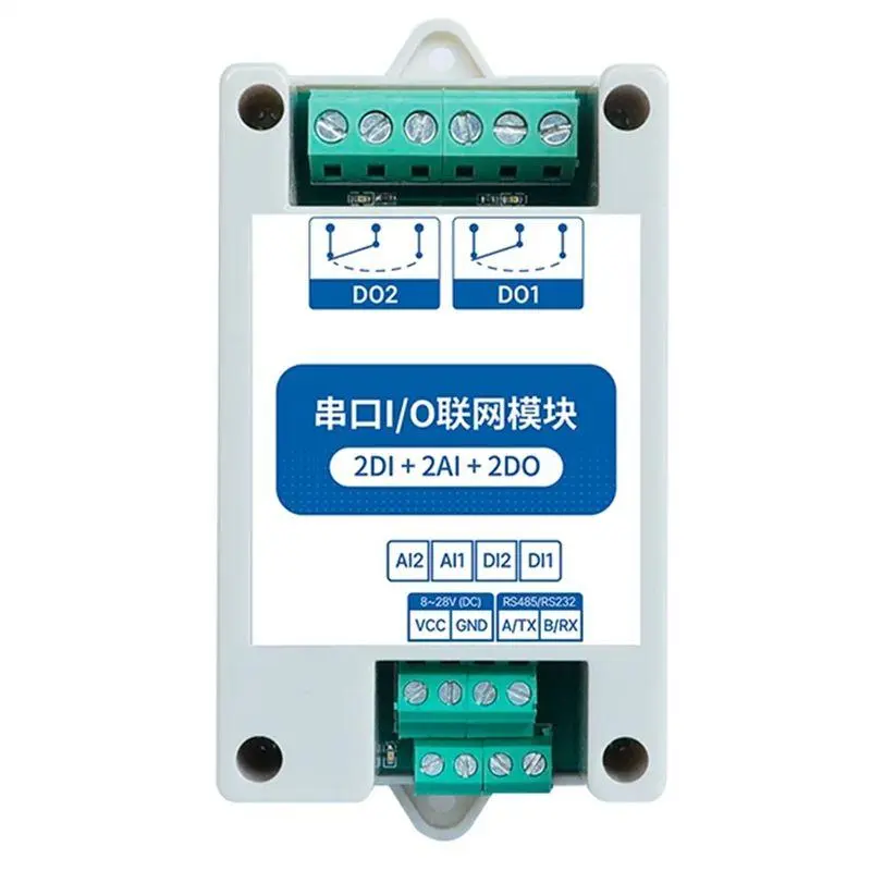 MA01-AACX2220 RS485 Interface Control Module, 2DI+2AI+2DO ModBus RTU I/O Network Module with Serial Port, Plastic Body Hole Mount for PLC/Touch Display