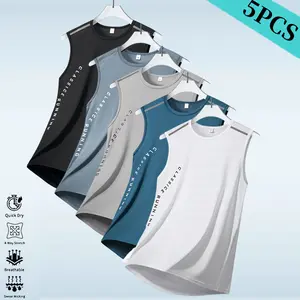 Men’s tank top pack of 5, featuring a comfortable fabric, stylish and versatile design, and a cool aesthetic. Suitable for home leisure, casual outings, everyday work, social occasions, running/fitness, and everyday wear—ideal for creating a fresh look.