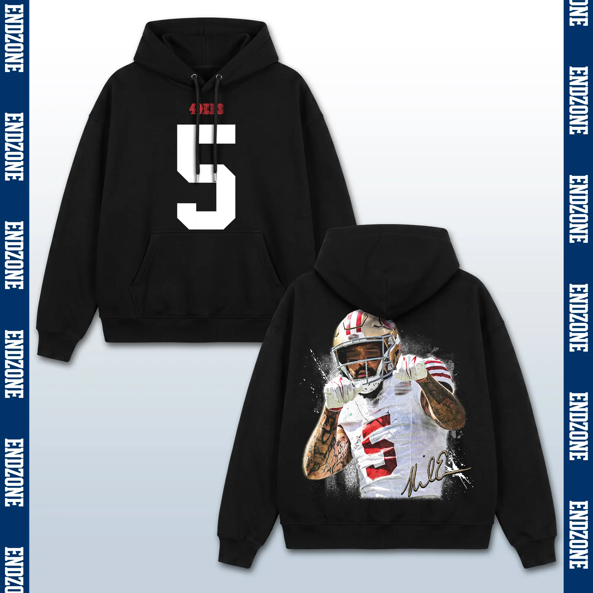 Evan Signature Hoodie Sweatshirt, 5 Trash Talk Rivalry Graphic Pullovers, 49ers Football Fan Merch, Bay Area Apparel, Retro Bootleg Game Day Outfits, Pro Football Season Gifts, Heavyweight Oversized Black Vintage Tops