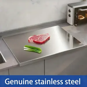 50x40cm Raised Edge Stainless Steel Modern Cutting Board, Food-Grade Anti-Spill Chopping Board, Heavy-Duty & Scratch-Resistant, Easy To Clean, For Kitchen Meat & Vegetable Prep, Durable Cutting Boards