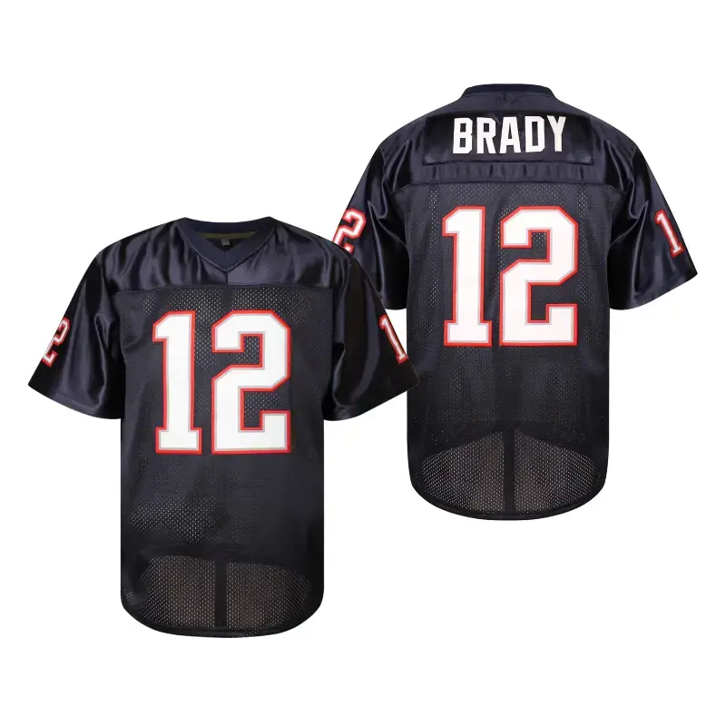 Men's Football Jersey #12 Dark Blue, Embroidered Letters & Numbers, Mesh Breathable Fabric, Ideal for Football Fans