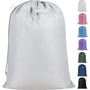 Heavy Duty Laundry bag, 28 x36 inches Large Laundry Bag with 130gsm Tear Resistant Fabric and Handles, Durable Clothes Drawstring Bag for Laundry Hamper, College, Dorm, Travel, Silver