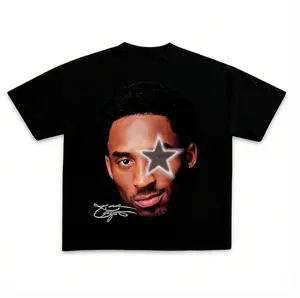 Cotton Women's Kobe Bryant Star Portrait Signature Print T-Shirt Basketball Fan Casual Short Sleeve Top