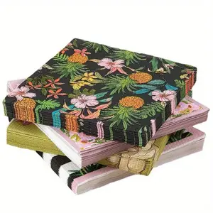 Colorful prints Pineapple and Flower Patterns Birthday Party Decorative Napkins Suitable for Family Gatherings Outdoor Camping