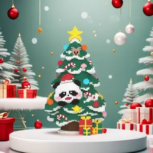 Wwjd Big Forest Original Christmas Tree Panda Building Blocks, 3D Puzzle Model Decoration, Stress Relief Toy, Indoor Decor Gift