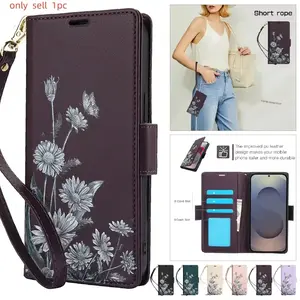 Lanyard Flip Leather Phone Case for Samsung Galaxy A27 A57 A37 A16 A05S A05 A54 A55 A35 A15 A34Wallet Cards Cover Etui