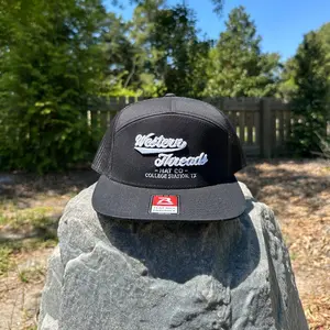 The OG High Class Hat | Black 7 Panel, The Western Threads Hat Co Custom Color Adjustable Embroidered Snapback