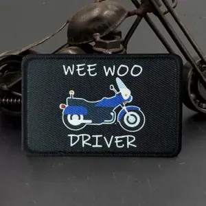 Wee Woo Driver Motorcycle Tactical Patch Funny Hook&Loop Patches Airsoft Morale Badge Military Army Backpack Stickers