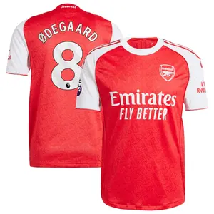 Unisex Soccer Arsenal Premier League Club Martin Ødegaard 8 Champions League Playoffs 2025/26 Home/Away Stadium Jersey