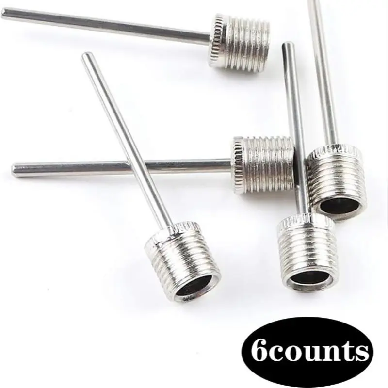 Stainless Steel Metal Air Pump Needle (6 Counts), Basketball Football Inflatable Ball Needle, Air Pump Accessories For Outdoor Sports Basketball Equipment