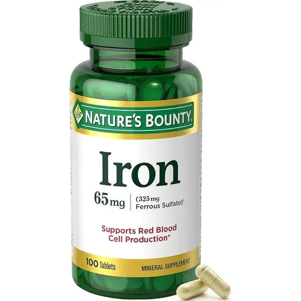 Nature's Bounty Iron 65 mg Tablets 100 Tablets (Pack of 6)