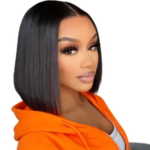 Stright Bob Wig Human Hair Glueless Wigs Human Hair Pre Plucked Pre Cut 5x5 HD Lace Closure Wigs Human Hair Middle Part Glueless Wigs Human Hair For Black Women Natural Color