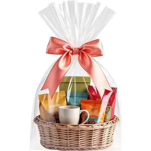 Cellophane Bags 16x24 Inch 20 Pcs Cellophane Wrap for Gift Baskets Clear Basket Bags