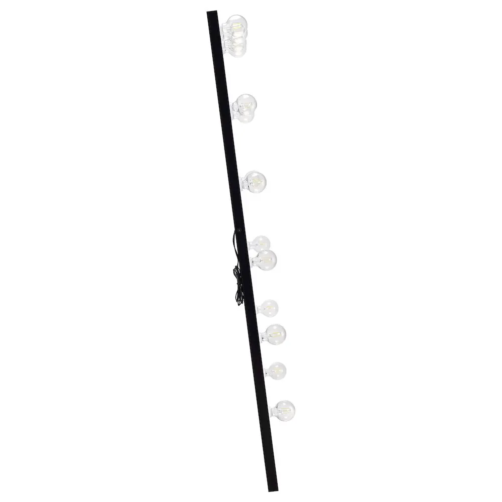 Zayan 32x71 Inch LED Floor Mirror with Switch, Black Glossy MDF Frame, Glam Home Decor Mirror