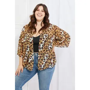 Melody Wild Muse Full Size Animal Print Kimono in Camel