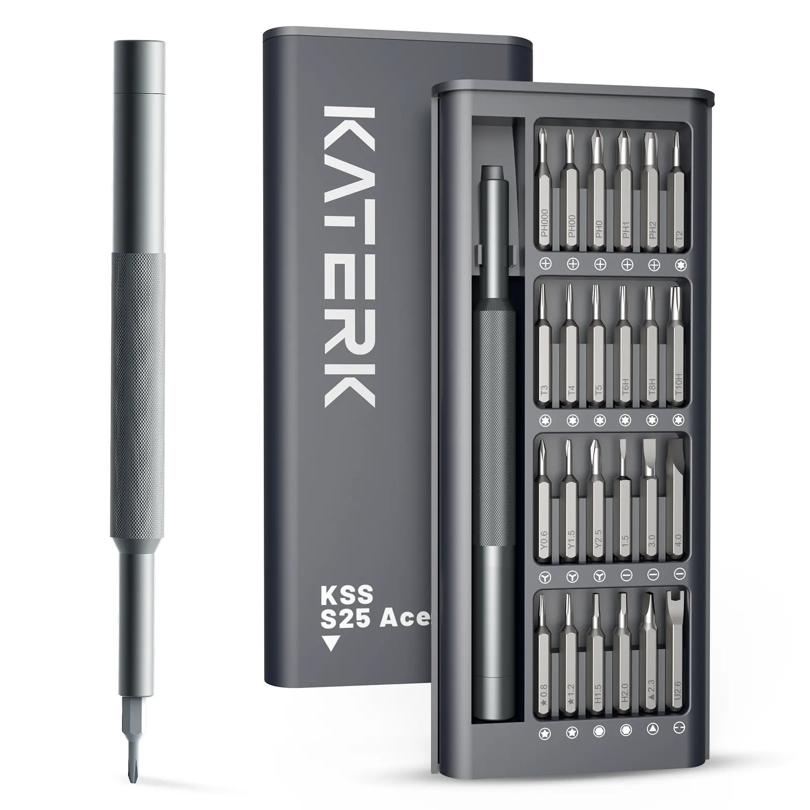 KATERK 25-in-1 Precision Screwdriver Set - Magnetic Screwdriver Kit with Hex Shank, Hex Bolt Bits, Mini Repair Tools for Phones, Electronics, Gifts for Men, Screwdriver Sets Magnetic Hex Shank