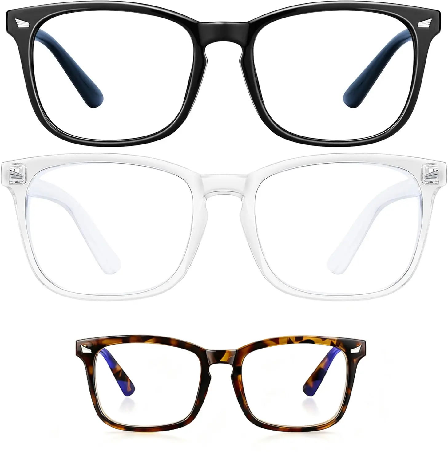 3 PACK Blue Light Blocking Computer Glasses - Anti-Eyestrain, Anti-Glare, UV Protection, Lightweight Frame Business Glasses for Gaming, Office Use | High-Quality Eyewear, Glasses Blue Light summerwins