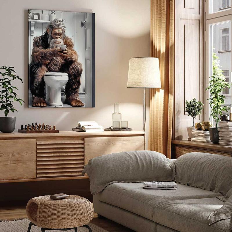 Funny Sasquatch Canvas Art Print Poster, Creative Design, Perfect for Home and Office Decoration, Bedroom/ living Room/ kitchen/ bathroom Wall Decoration Painting