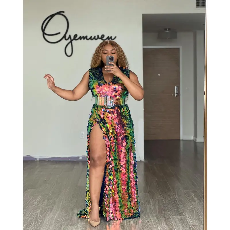 custom birthday dress plus size African Prom Sequin dress - Custom Order| African long Maxi dress | African Wedding Guest dress | Ankara print dress | Sequin dress main image 0