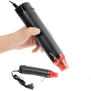 110V 300W Handed Portable Heat Gun with 3.28FT Ultra-Long Cable & Stand for Crafting Shrinking Wrapping PVC DIY Embossing Drying Paint (Black)
