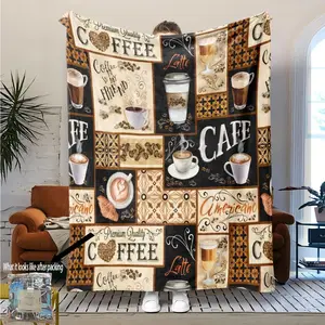 Soft Flannel Coffee Gift Blanket, Cozy Sofa Throw for TV Lounging, Memorial Keepsake Blanket, Single Piece, Ideal Home Decor Accessory