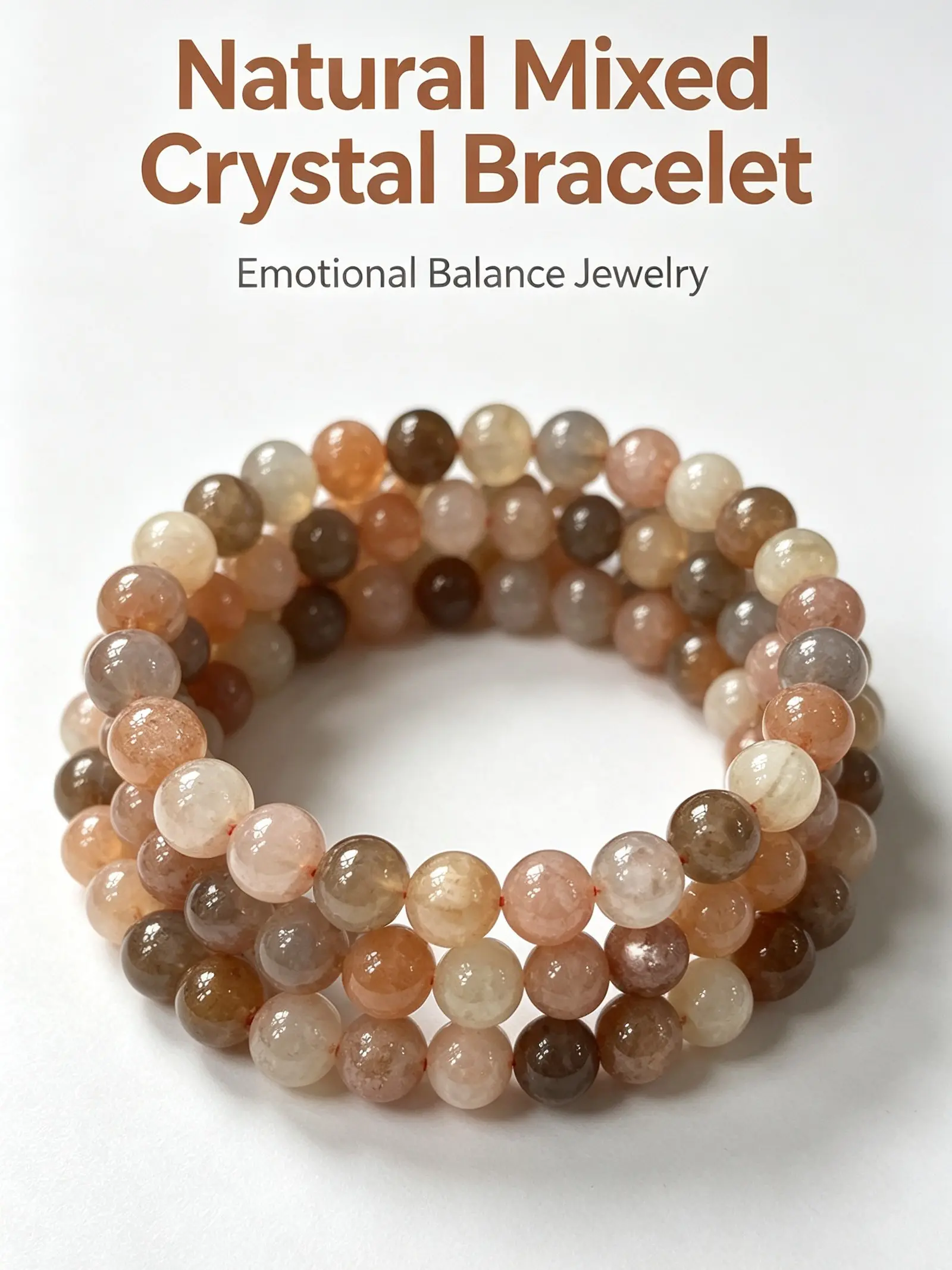 Natural Multi‑Color Moonstone Beaded Bracelet | Intuition & Emotional Balance Crystal