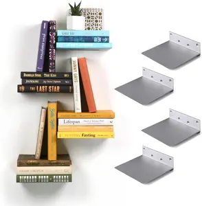 Floating Invisible Bookshelf Wall Mounted (Set of 4) -  - Turn Books into Floating Shelves