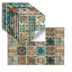 HZ Floral Decorative Tile Stickers | PVC Matte Film | Vintage Multi-Color & Multi-Pattern Petal Design | Waterproof & Oil-Proof | Fits Kitchen/Bath/Floor/Ceiling/Cabinets/Tiles/Old Wood | Home Decor (10PCS/Box)