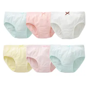 6-Pack Jacquard Cotton Underwear Breathable Baby Kids Panties for Girls Super Soft Toddler Undies Cute Solid Assorted Boxer Briefs