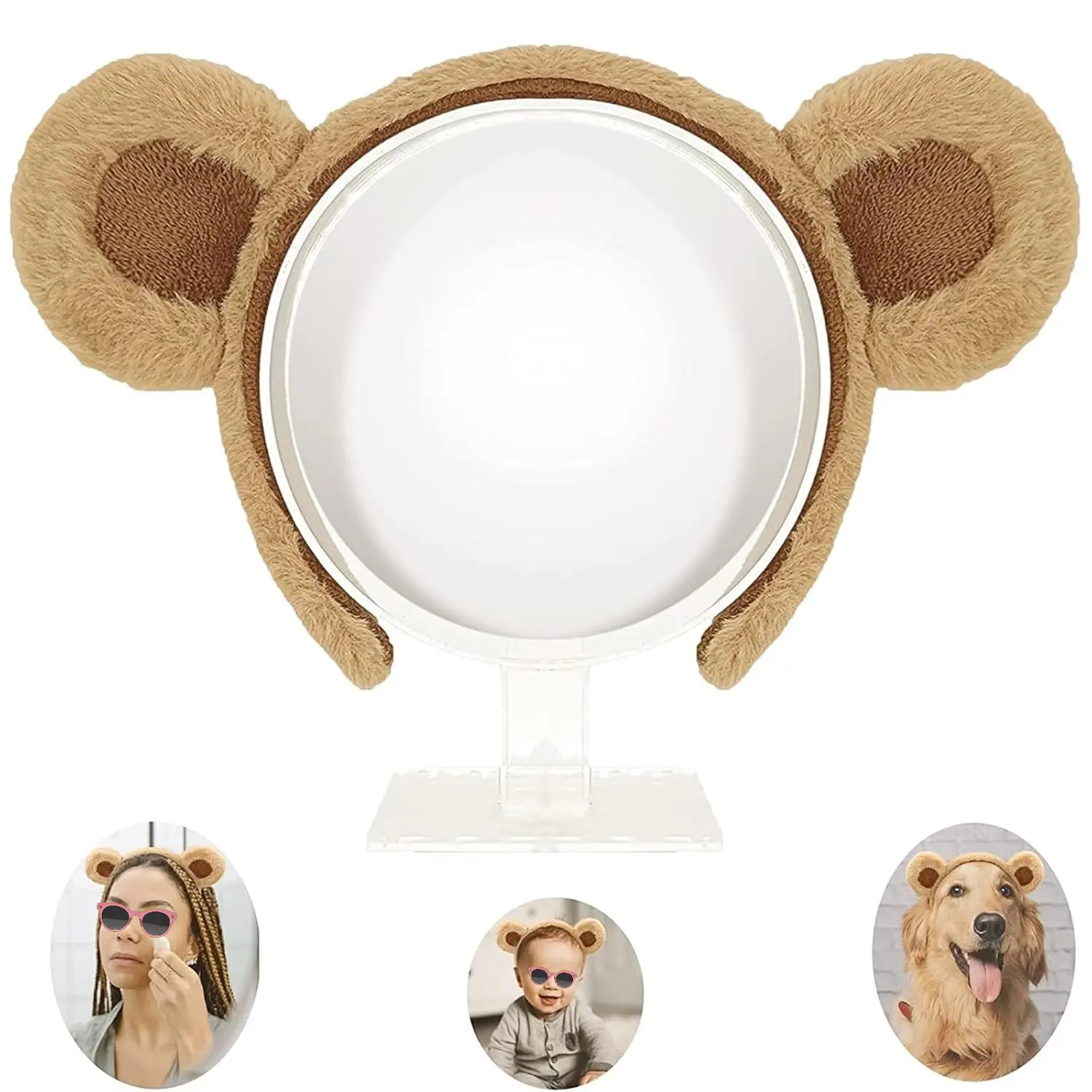 Plush Brown Bear Ears Headband, Cute Faux Fur Hair Accessory for Kids and Adults Featuring a Lightweight, Bendable Metal Wire Frame for Halloween, Parties, and Cosplay, Animal Ears