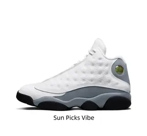 Men's White and Light Blue High Top Sneakers - Retro Basketball Shoes Textured Upper Streetwear Fashion