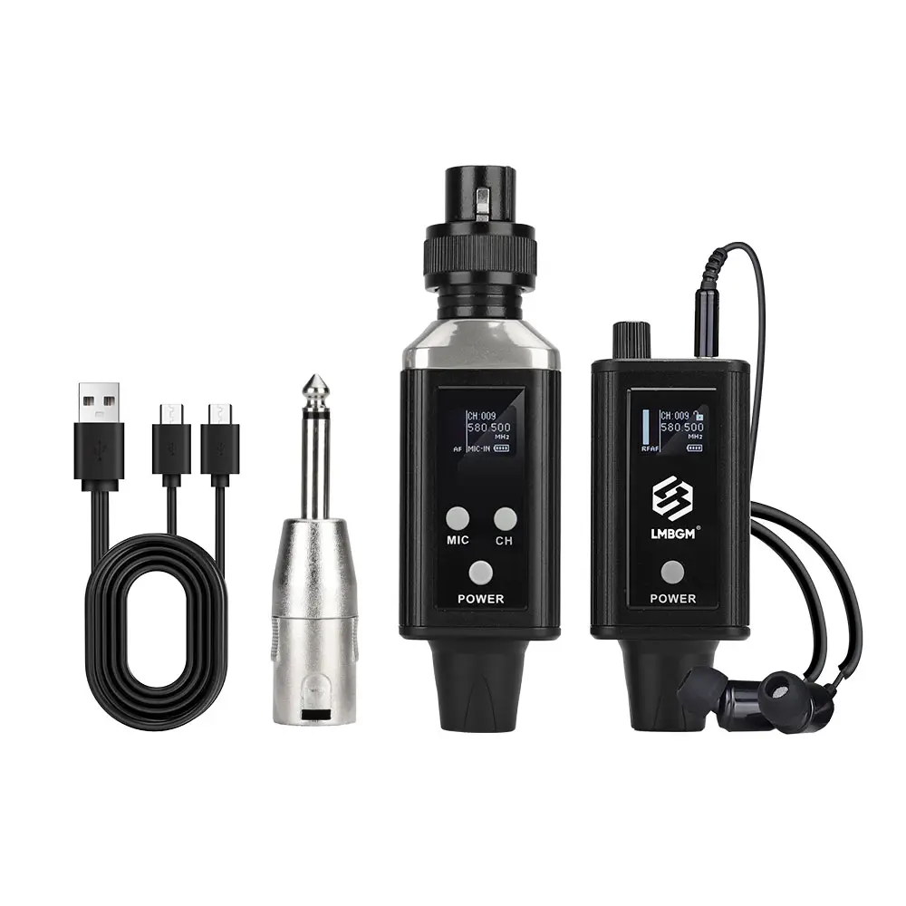 LMBGM A9 UHF Wireless In Ear Monitor System, USB Charging, 16 Signal Channels, XLR Interface, Audio Gain Adjustment