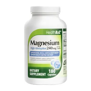HealthA2Z Magnesium Glycinate 240 mg - 180 Capsules, 3-month Supply (Pack of 1) - Supports Daytime Energy, Nighttime Restful Sleep, Stress Relief, Mood Balance, Bone & Muscle Health, and Natural Beauty - High Absorption Formula