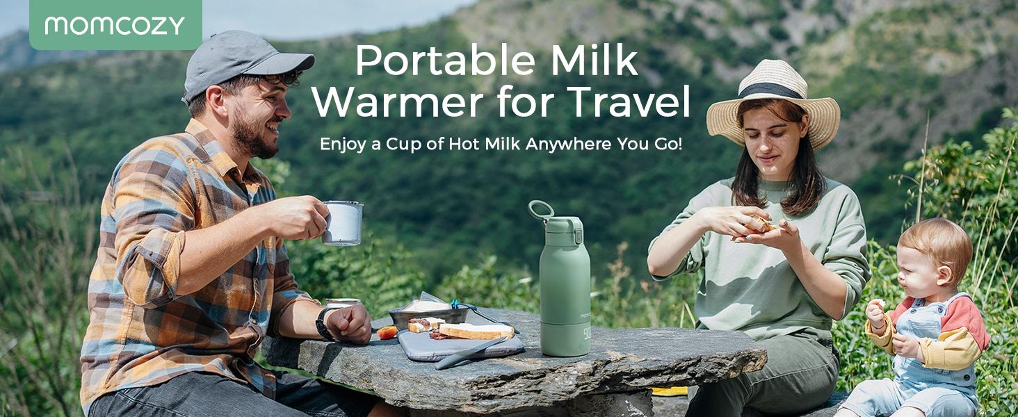 Momcozy Portable Milk Warmer for Travel – Dual Heating Modes for Breast Milk & Water, Portable Bottle Warmer with Fast Heating & Long Battery Life, 17 Ounces Large Capacity to Meet Your All-Day Needs